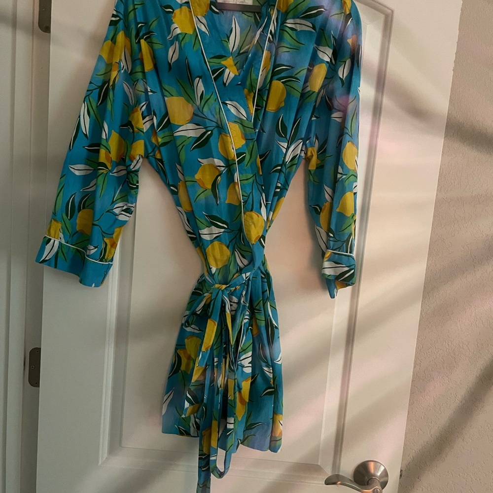 Printfresh Lemon Zest Blue Lemon Print ROBE SIZE L/XL Washed Ironed never worn